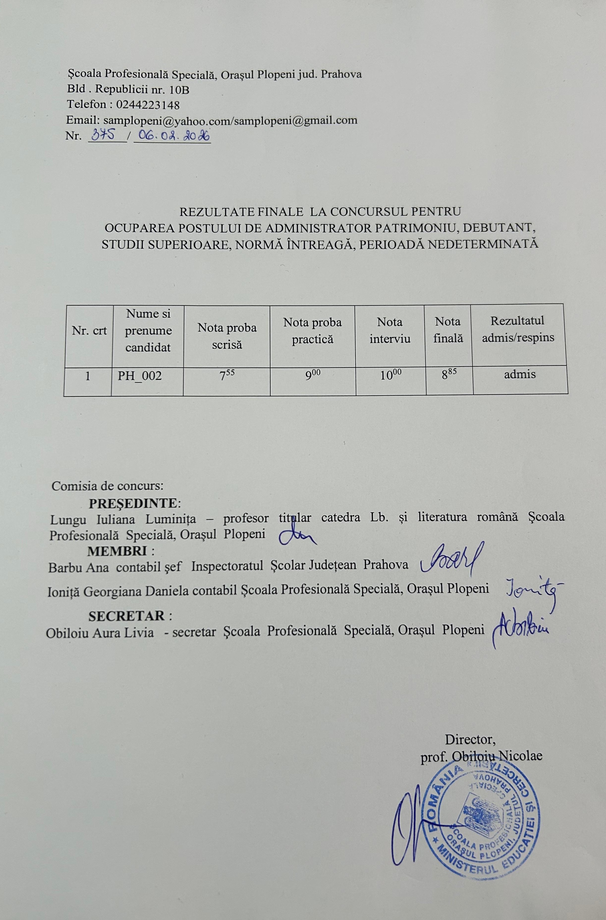 Anunț concurs!